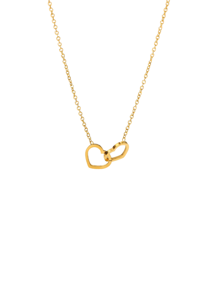 Collar Con Doble Corazon Enlazado