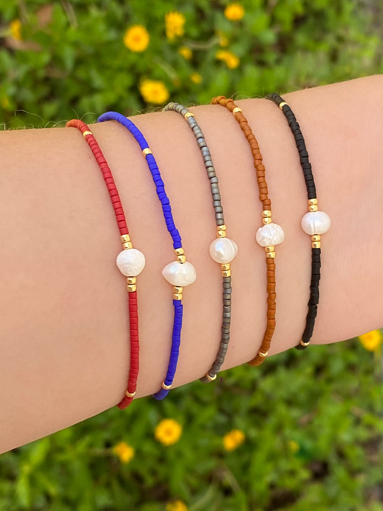 Pulsera Chaquiras Con Perla