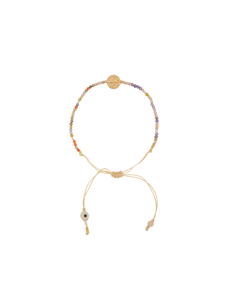 Pulsera Chaquiras Rainbow con San Benito