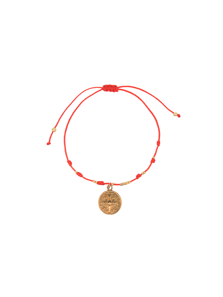 Pulsera Roja Con San Benito Grande