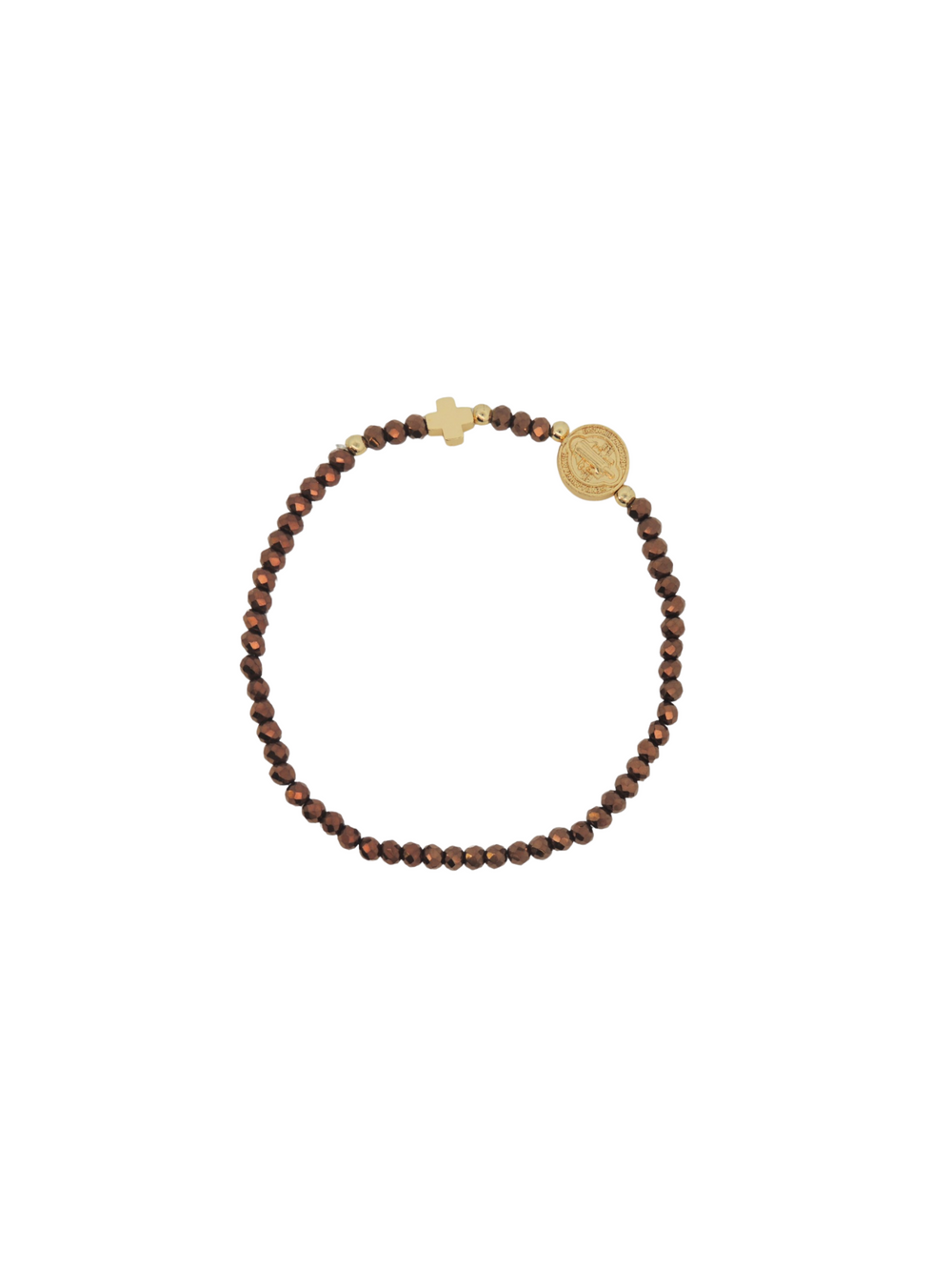 Pulsera Piedras Con San Benito y Cruz