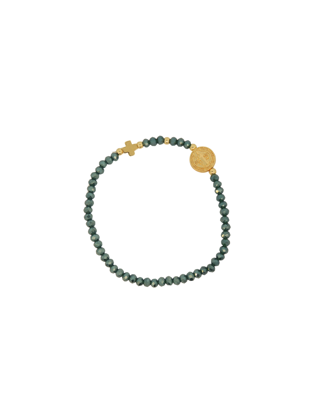 Pulsera Piedras Con San Benito y Cruz