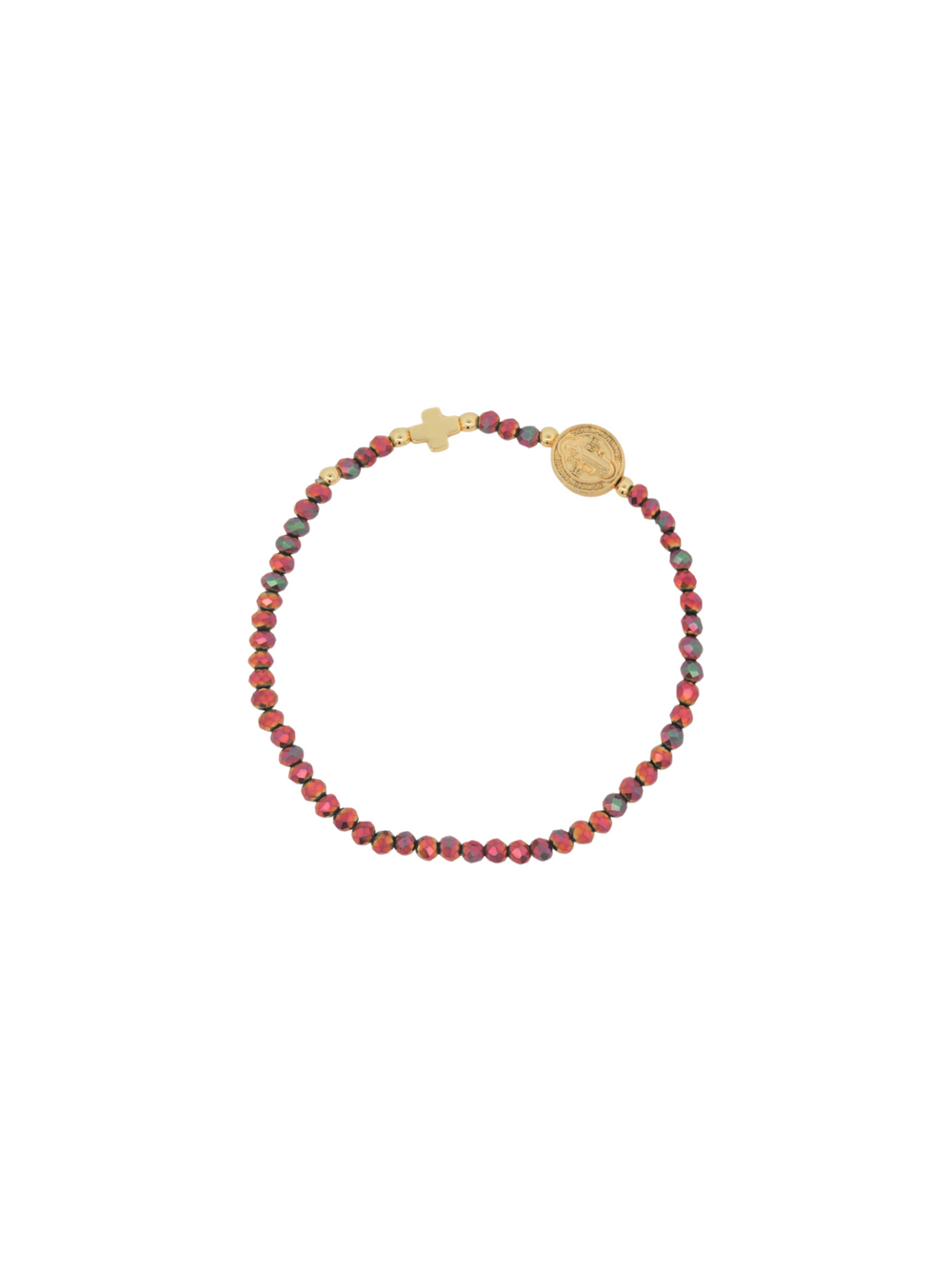 Pulsera Piedras Con San Benito y Cruz