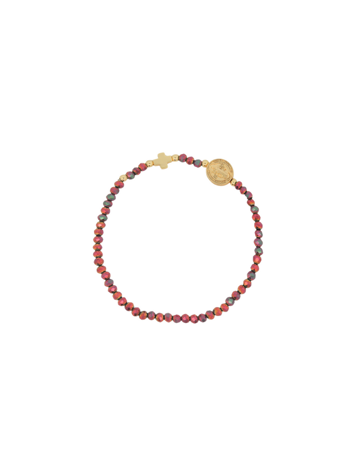 Pulsera Piedras Con San Benito y Cruz