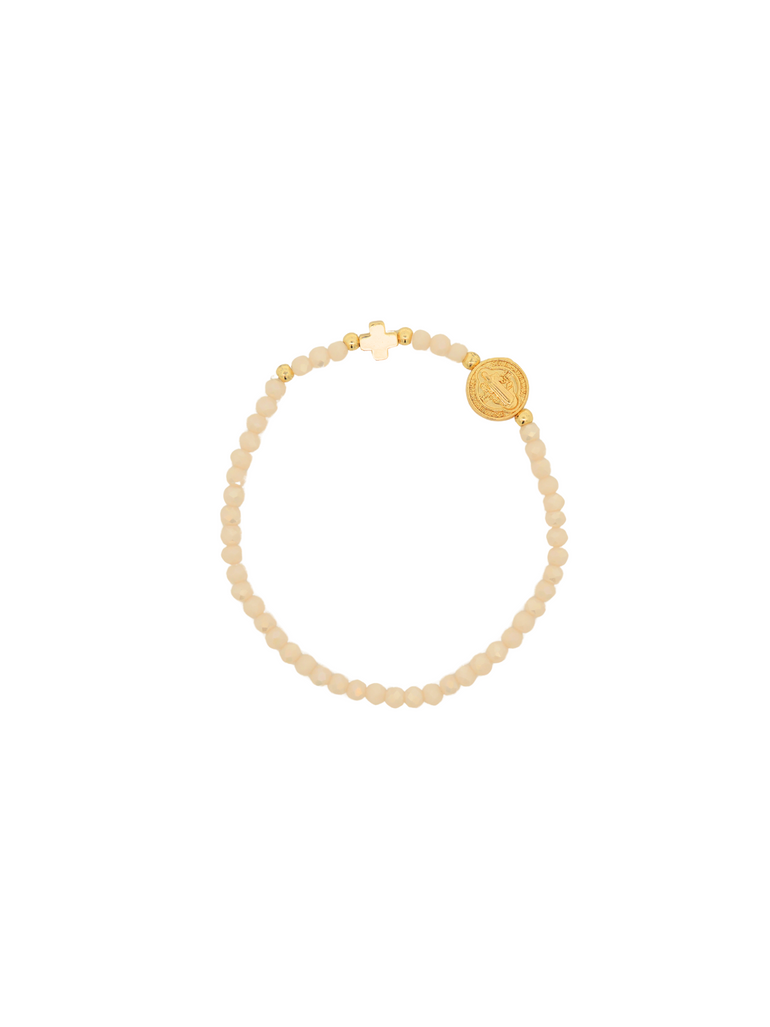 Pulsera Piedras Con San Benito y Cruz