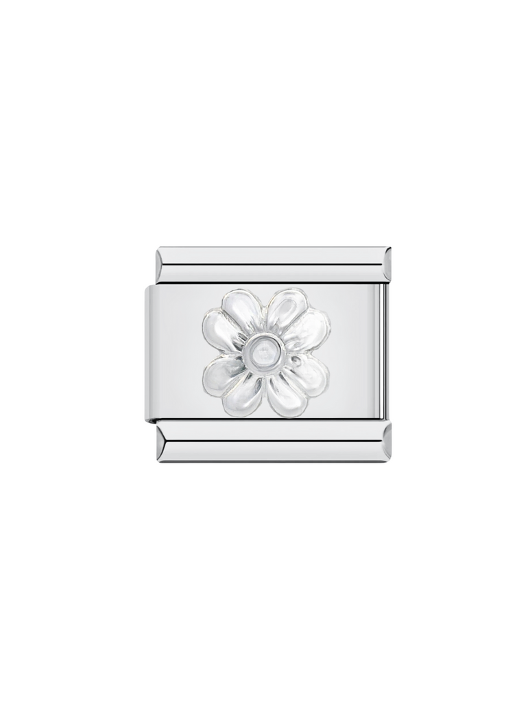 Charm Flor Plateada Lisa