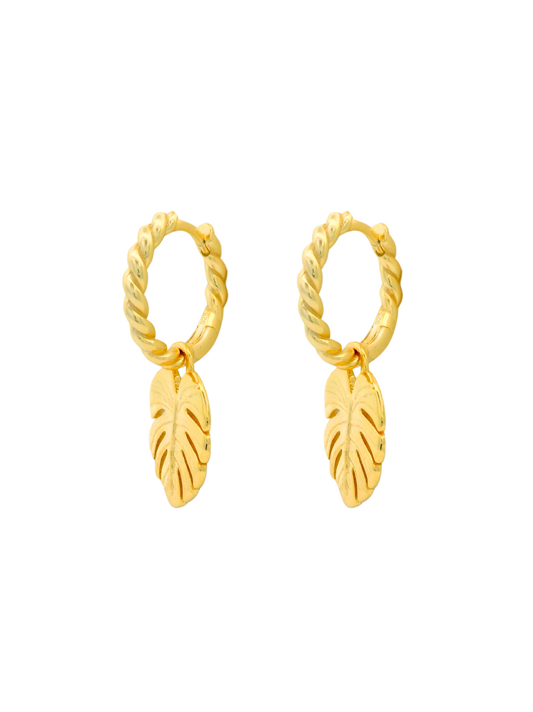 Par Arracada Trenzada Con Dije Hoja