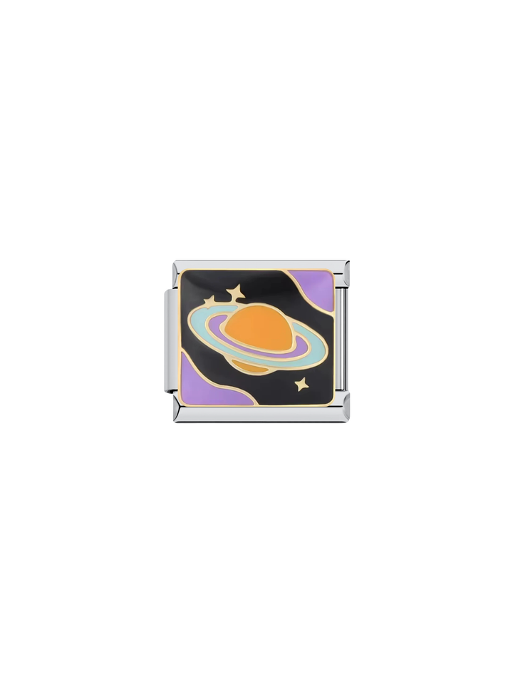 Charm Saturno Morado y Naranja