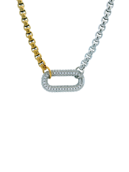 Collar Combinado Con Dije Rectangular Con Zirconias