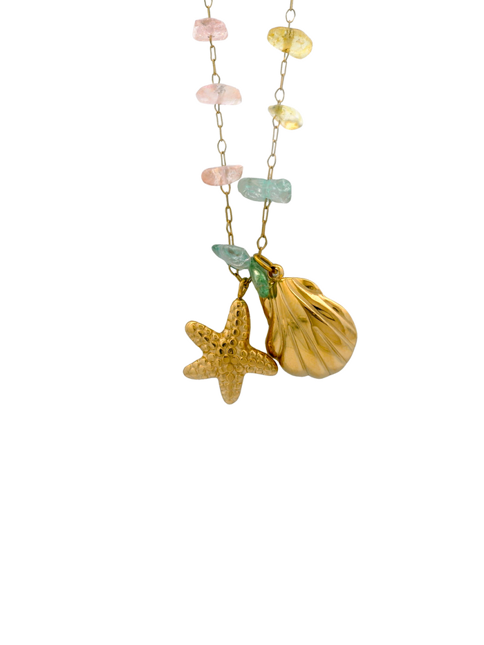 Collar Con Cristales Rainbow, Estrella de Mar y Conchita