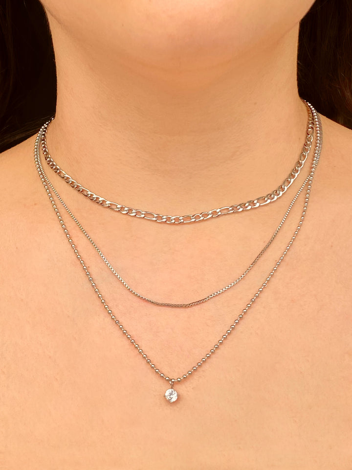 Collar Triple Con Dije Zirconia