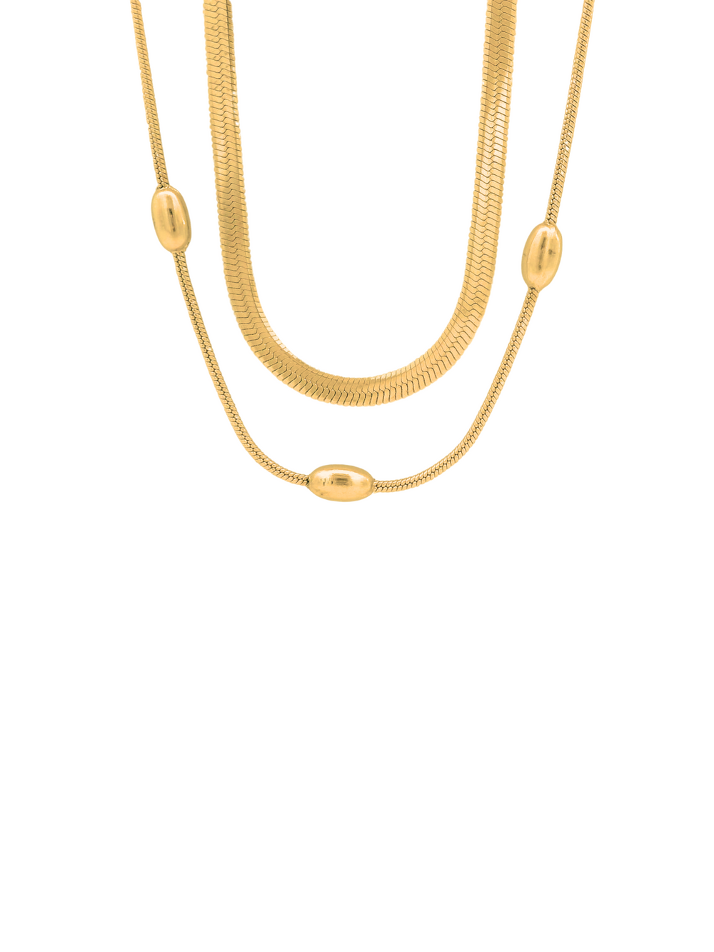 Collar Doble Planchado Con Gotas