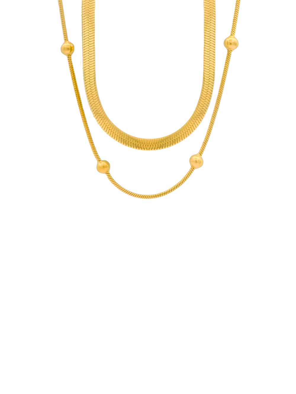 Collar Doble Planchado Con Bolitas