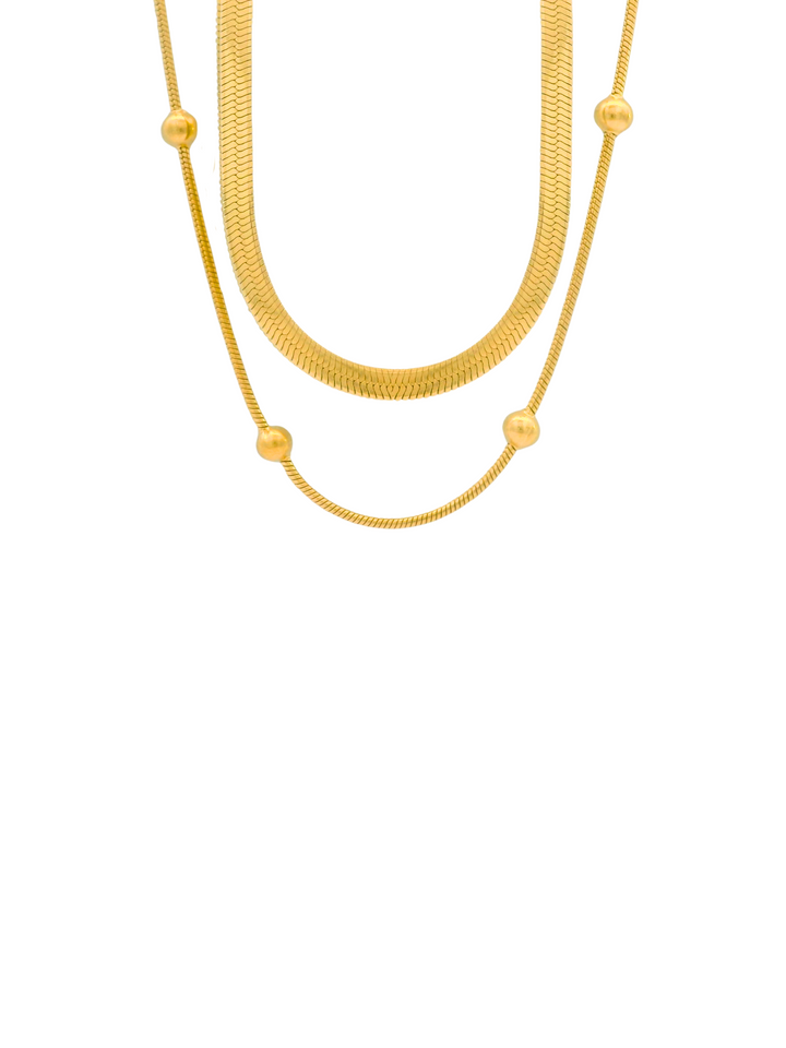 Collar Doble Planchado Con Bolitas