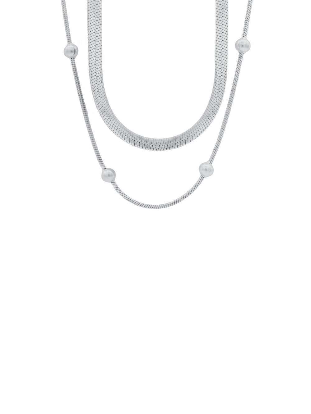 Collar Doble Planchado Con Bolitas