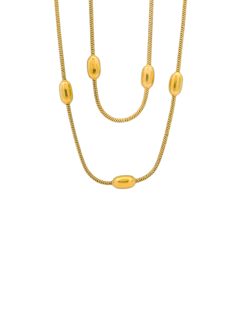 Collar Doble Con Bolitas Ovaladas