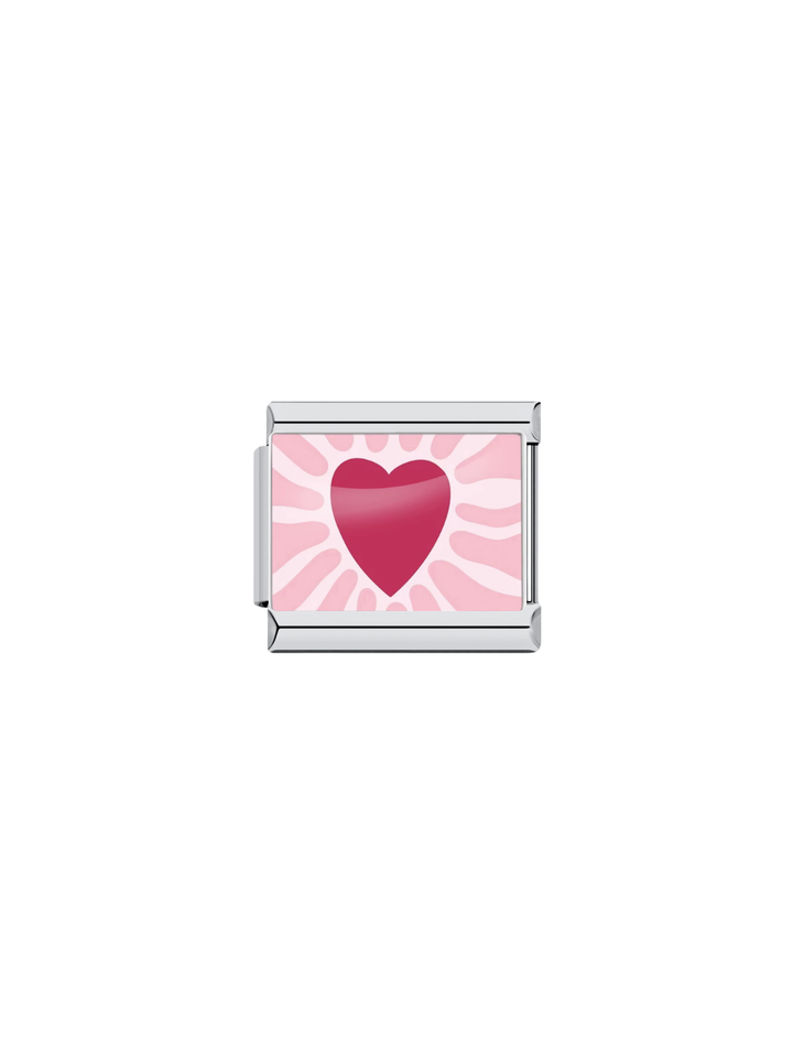 Charm Corazon Rosa Con Destello