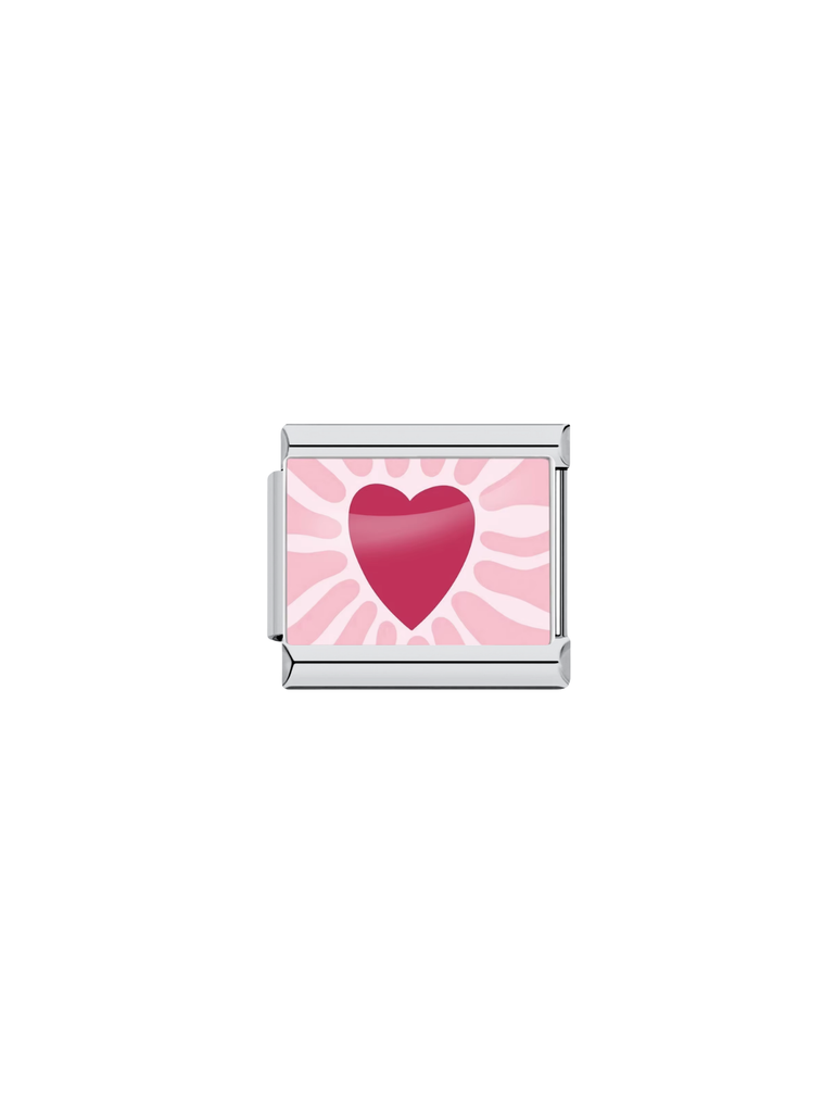 Charm Corazon Rosa Con Destello