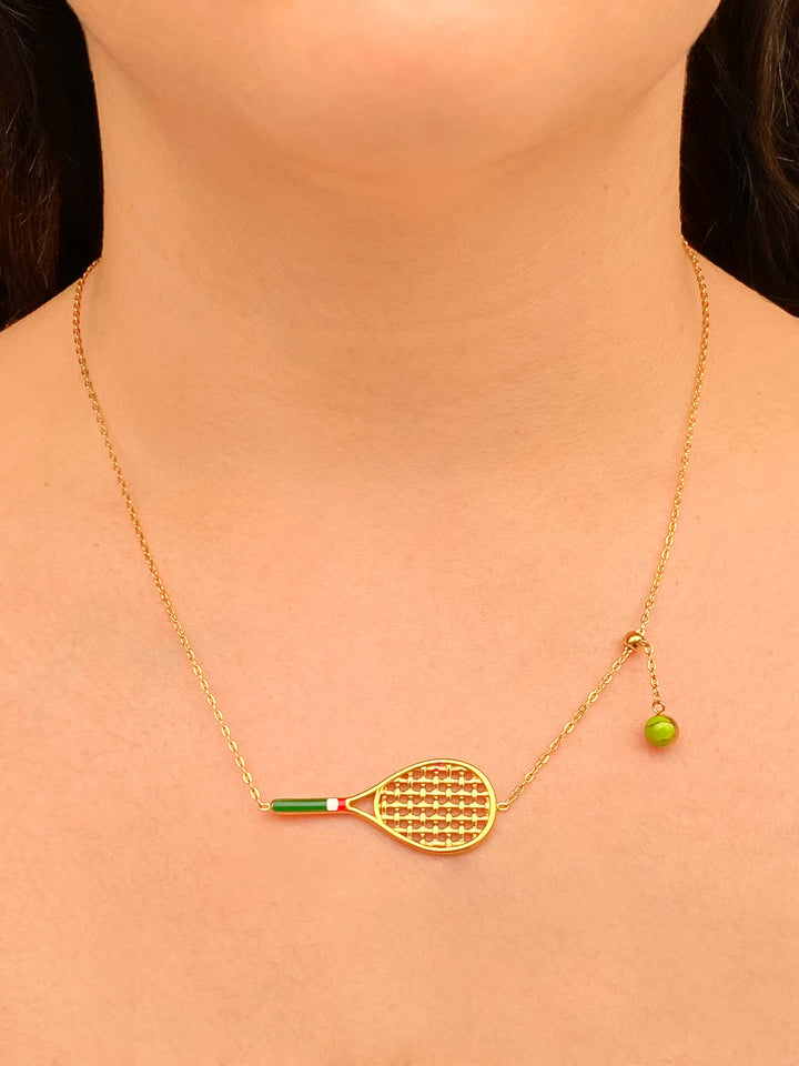 Collar Con Raqueta Tenis Verde