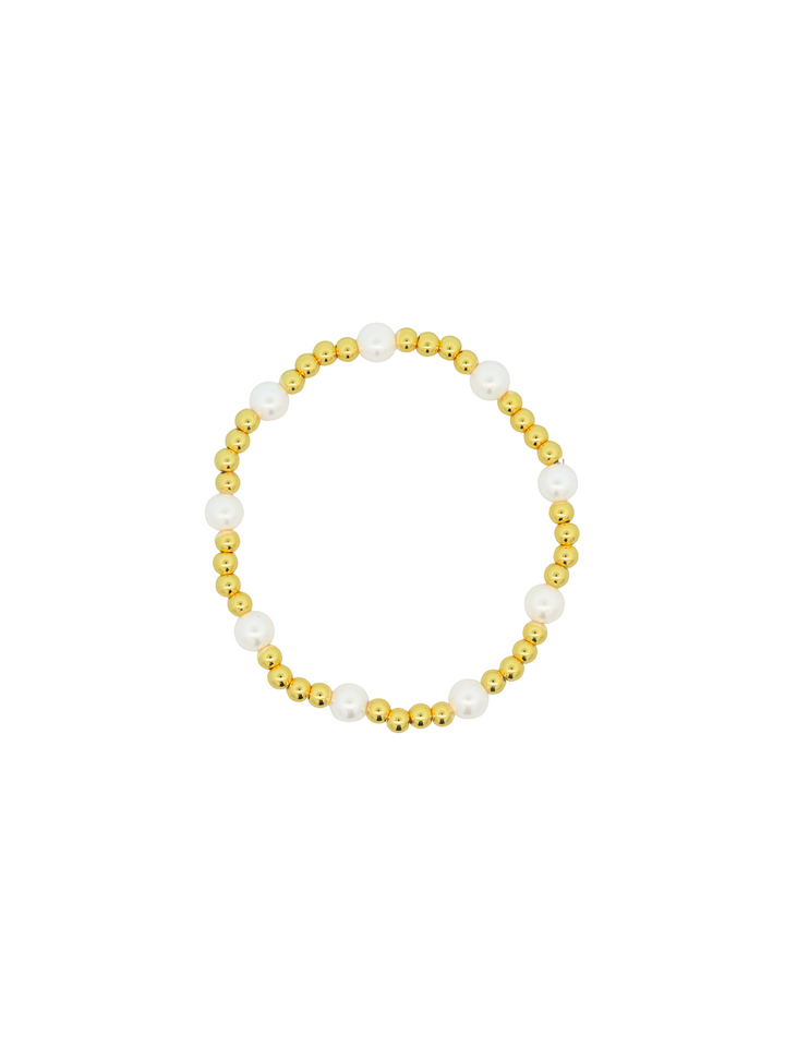 Pulsera Bolitas Doradas Con Perlitas
