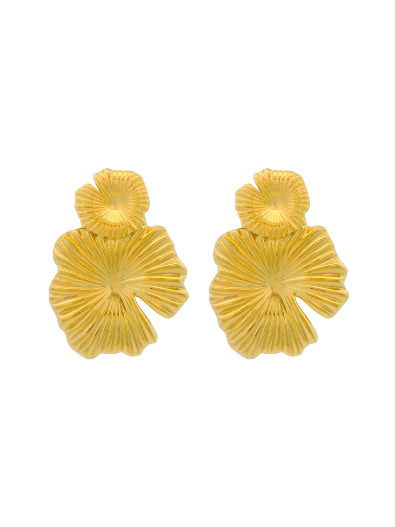 Par Arete Doble Flor Con Textura