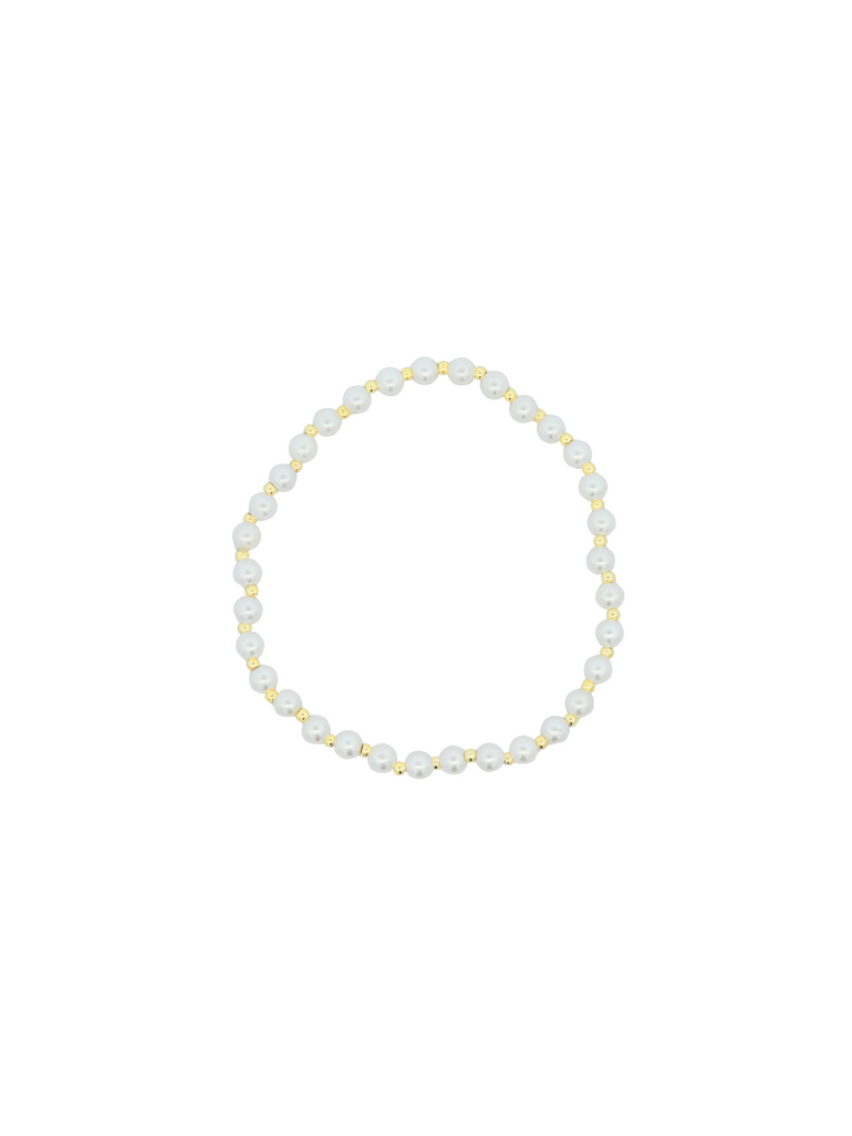 Pulsera Perlitas Con Mini Bolitas Doradas