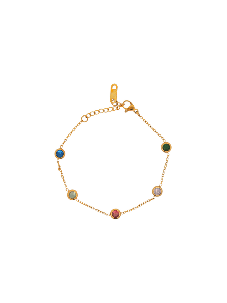 Pulsera Con Zirconias Redondas De Colores