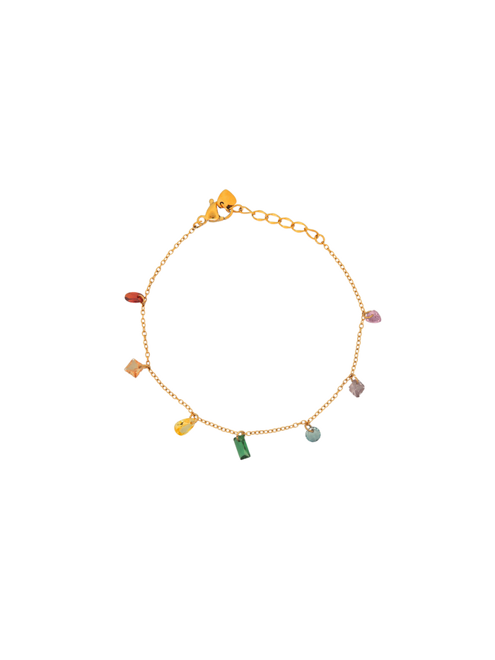 Pulsera Con Zirconias De Colores Colgantes
