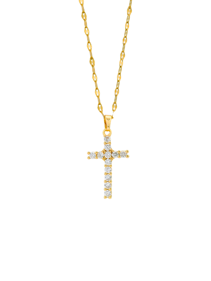 Collar Eslabones Con Cruz Zirconias