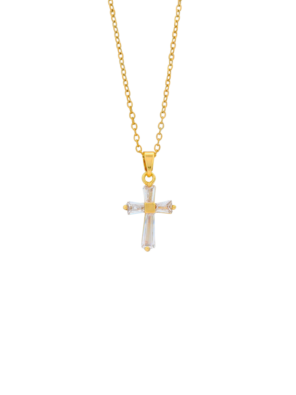 Collar Dije Cruz Con Baguettes