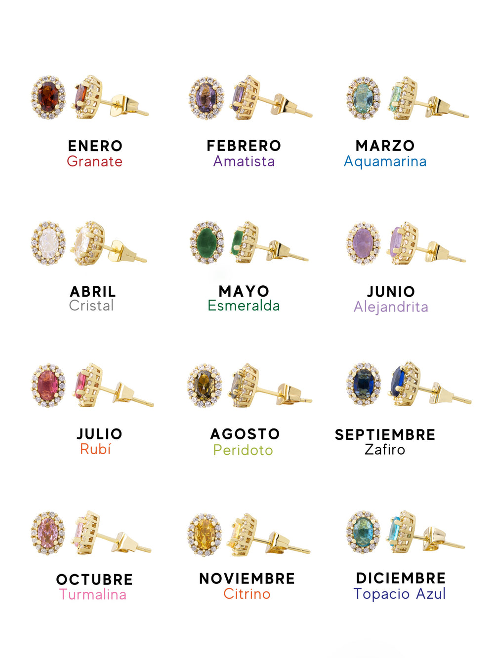 Par Arete Ovalado Birthstone