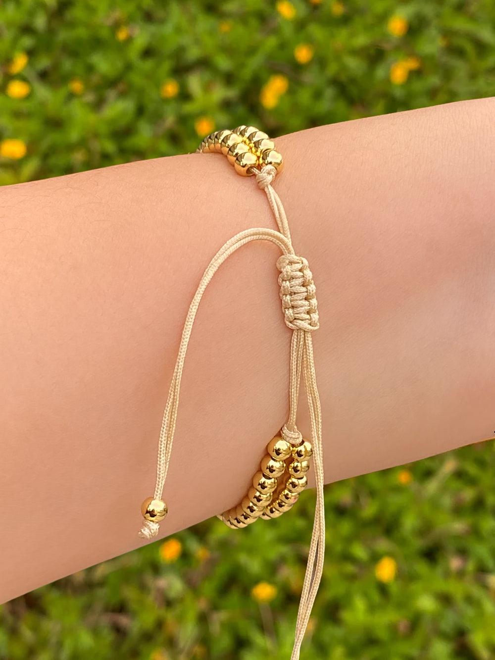 Pulsera Inicial P Bubble Doble Bolitas Doradas