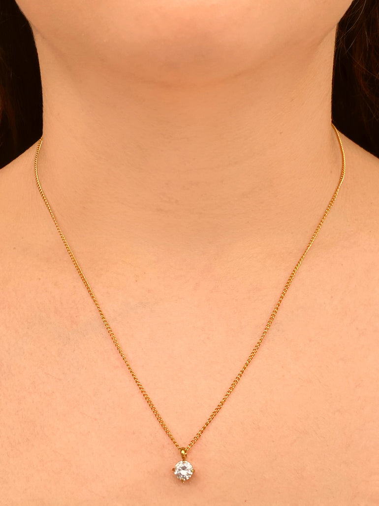 Collar Mini Eslabones Con Dije Zirconia