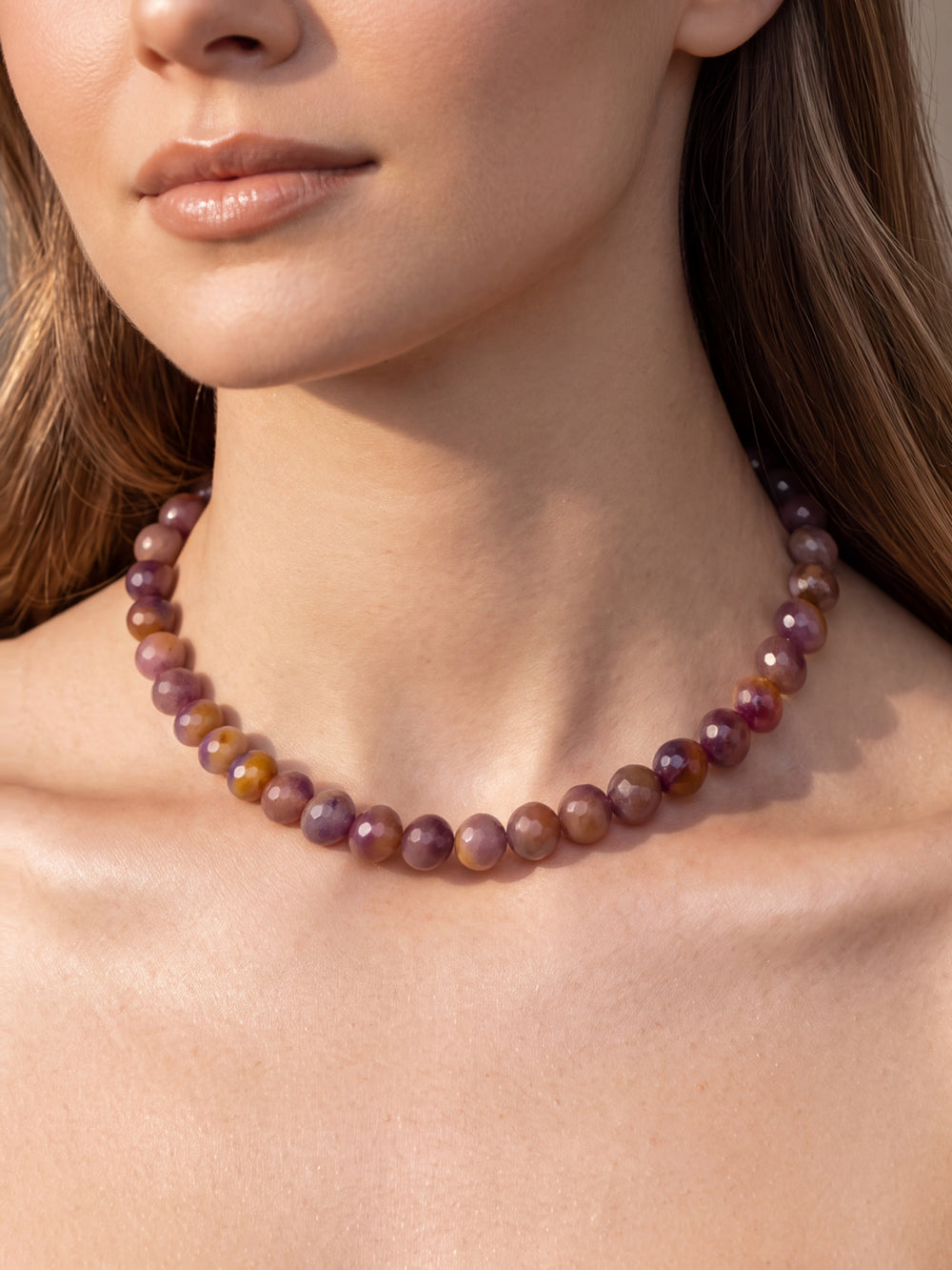 Choker Bolitas Piedra Natural 10 mm