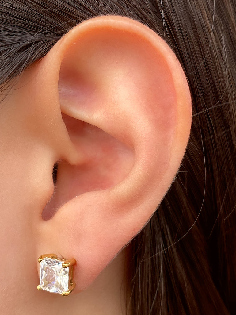 Par Arete Zirconias Cuadrada