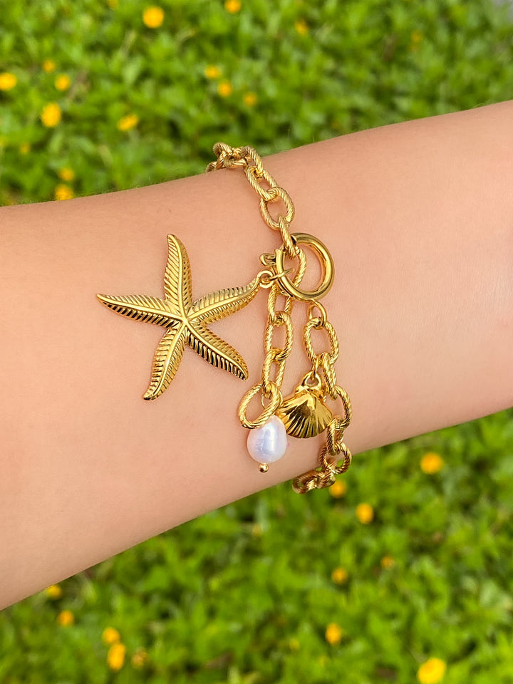 Pulsera Con Estrella De Mar Y Broche Timon
