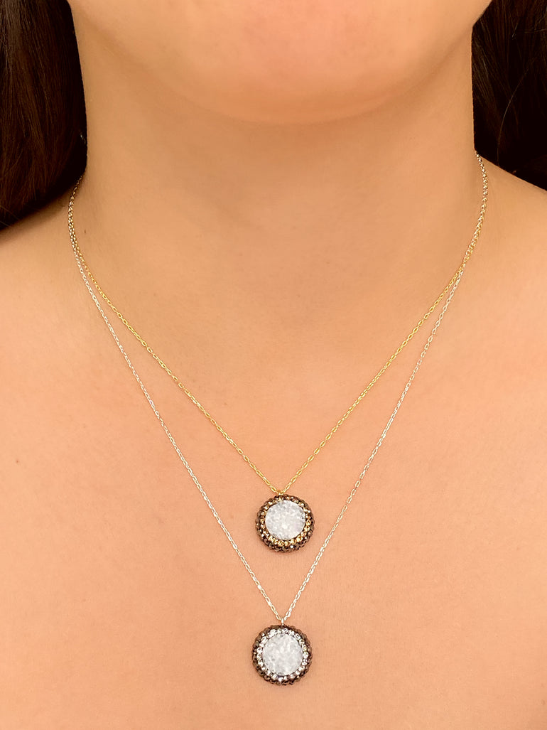 Collar Con Dije Cuarzo Blanco