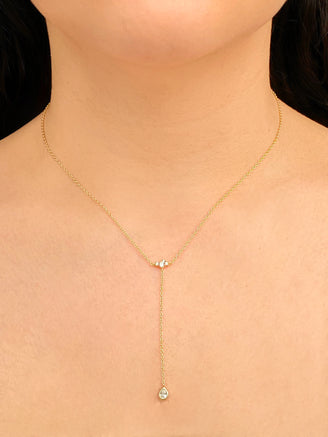 Collar Corbatin Zirconias y Gota