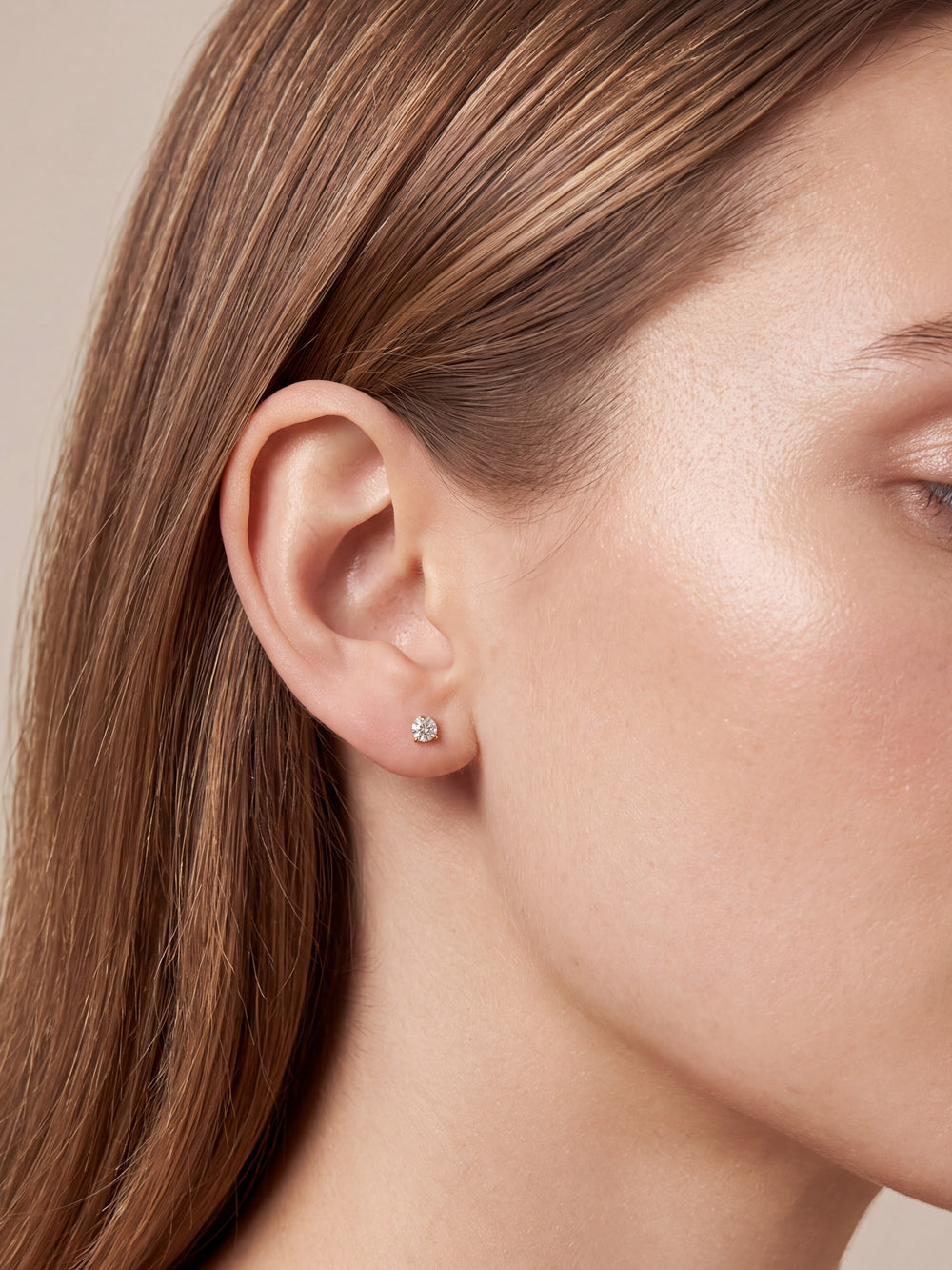 Par Arete Diamantes Lab-Grown Solitario Corte Redondo 0.5 Ct