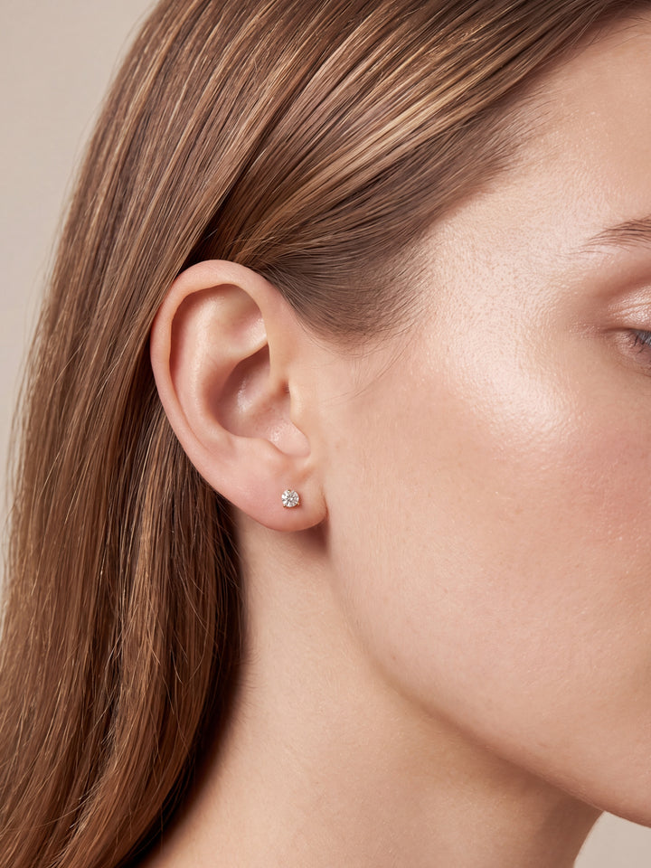 Par Arete Diamantes Lab-Grown Solitario Corte Redondo 0.5 Ct