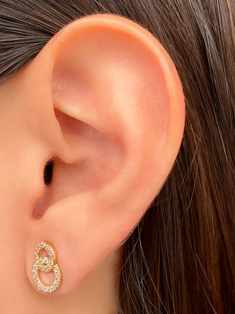 Par Arete Doble Circulo Con Zirconias