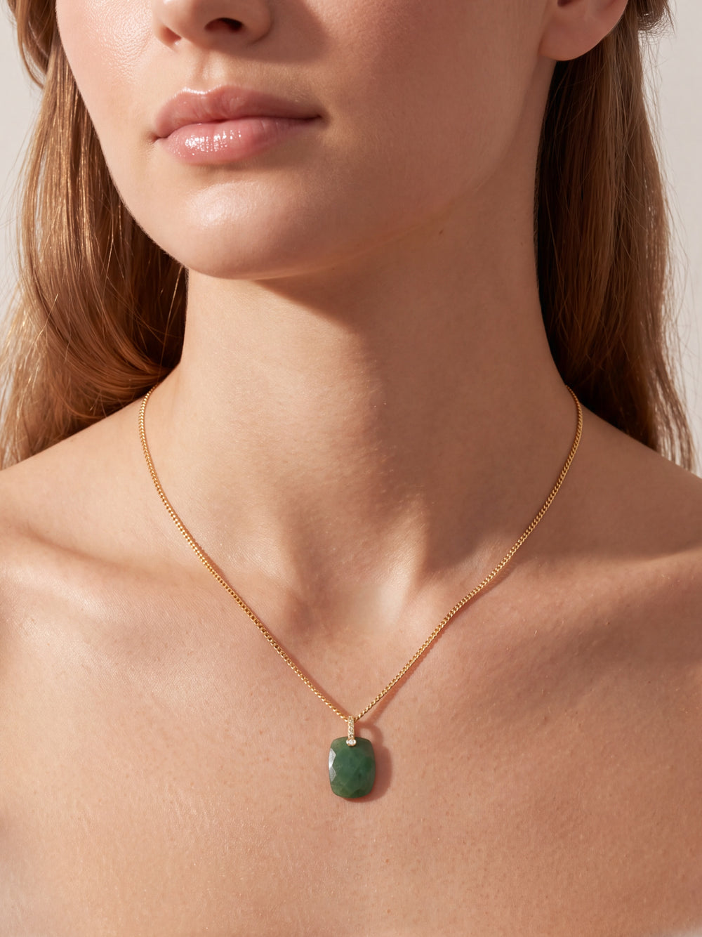 Dije Rectangular Aventurina Con Zirconias