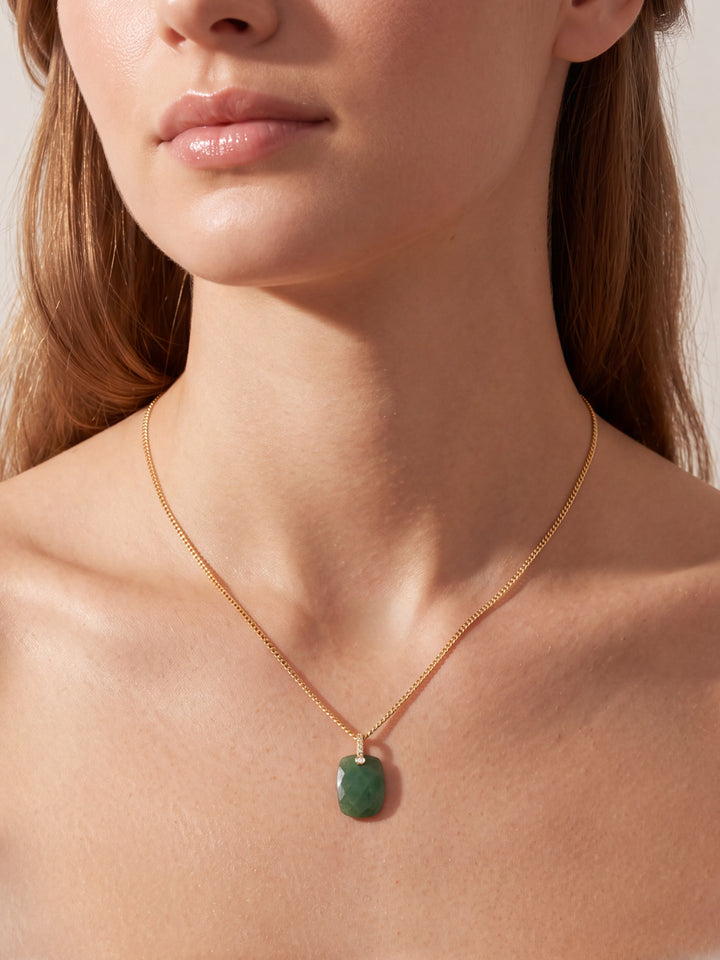 Dije Rectangular Aventurina Con Zirconias