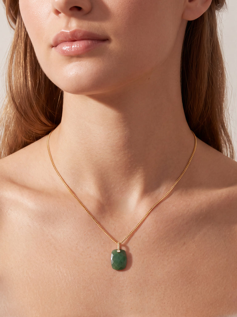 Dije Rectangular Aventurina Con Zirconias
