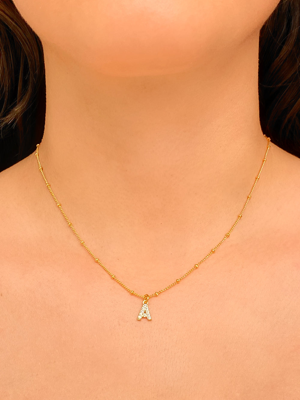 Collar Cadena Bolitas Con Inicial