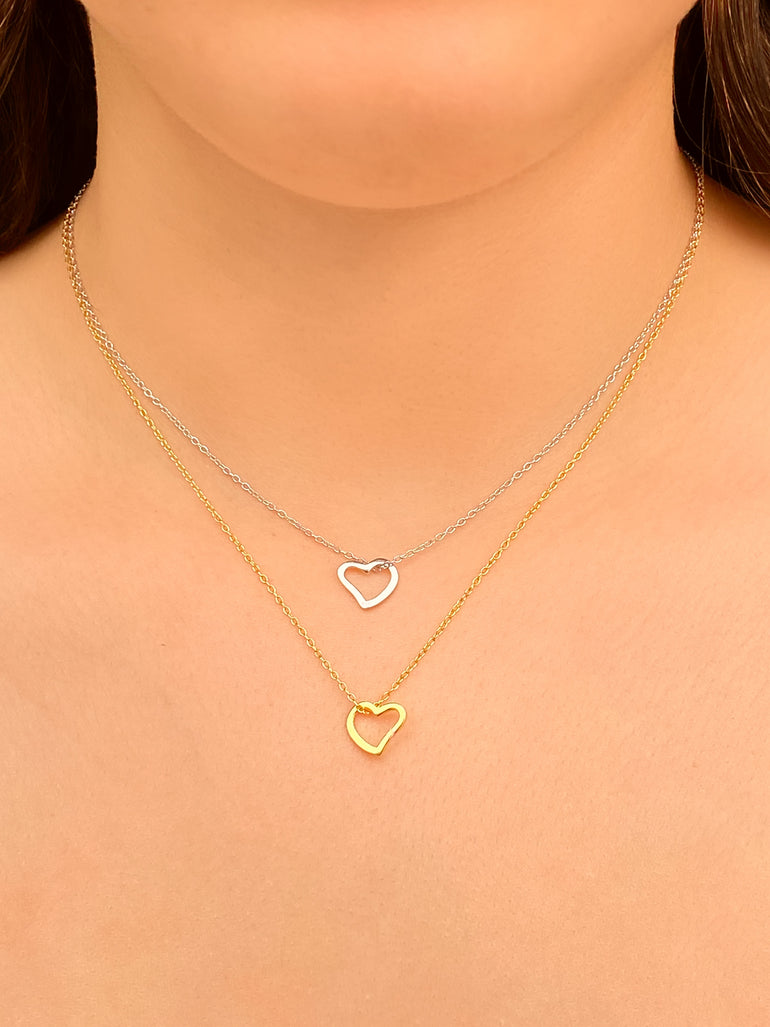 Collar Con Dije Contorno Corazon