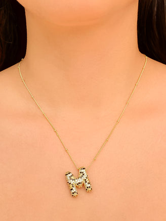 Collar Inicial M Balloon Zirconia Negra