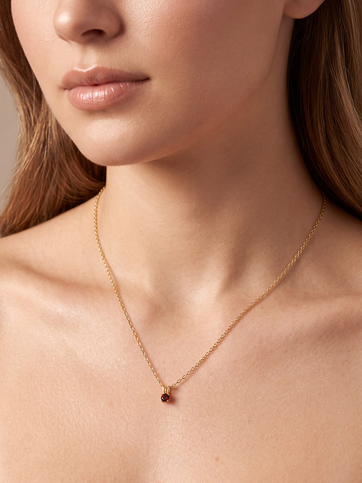 Collar Dorado Dije Zirconia Birthstone