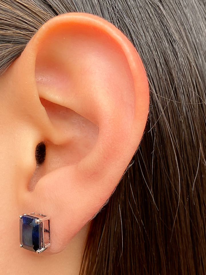 Par Arete Rectangular Zafiro Natural