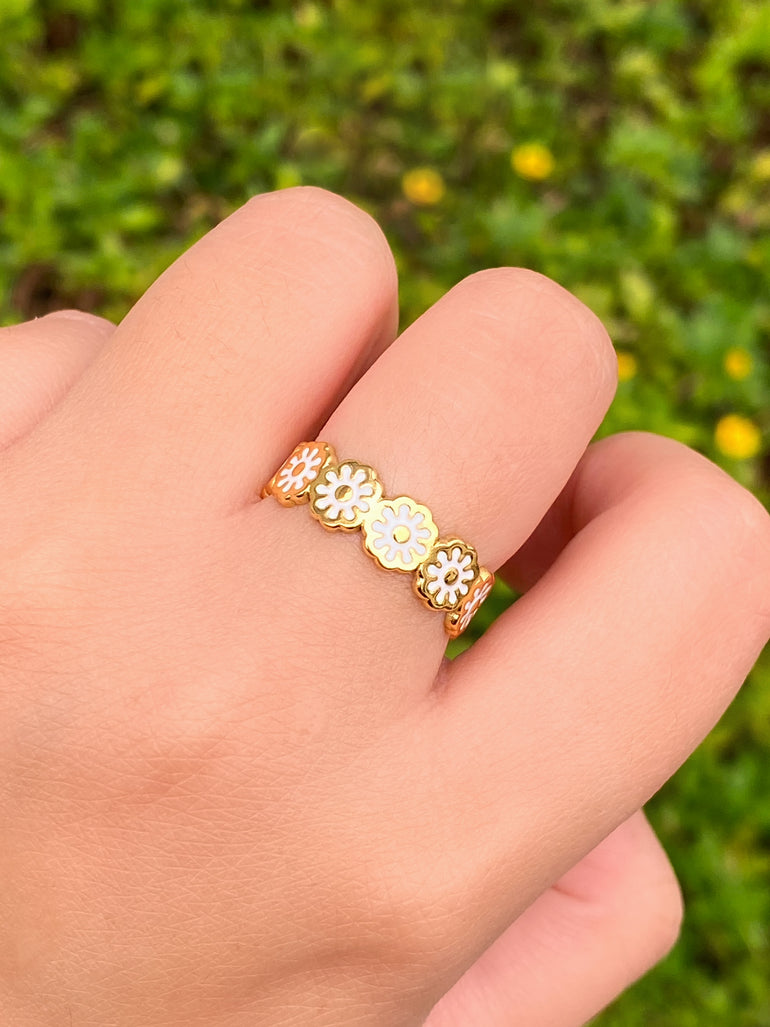 Anillo Flores Blancas Abierto